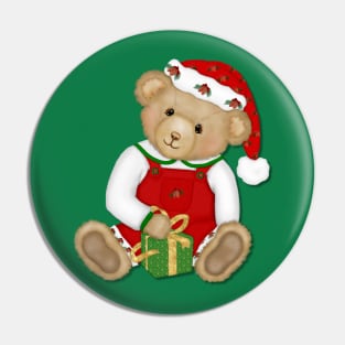 Teddy Bear Boy Beary Merry Christmas Pin