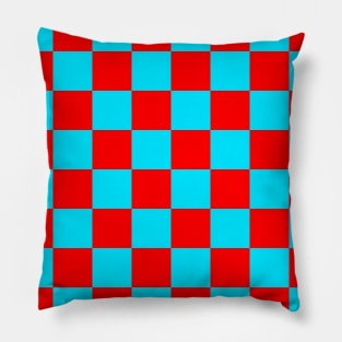 Checkerboard Square Seamless Pattern - Blue & Red Pillow