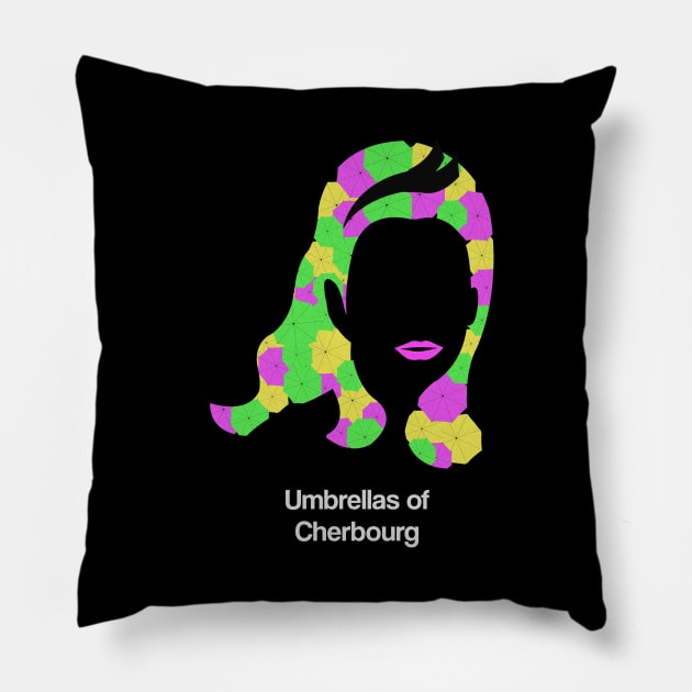 Umbrellas of Cherbourg movie fan art minimal french new wave Catherine Deneuve Jacques Demy Pillow by Rozbud