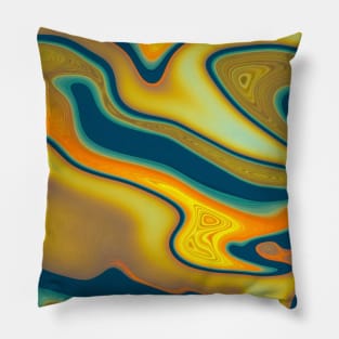 Gold dark green Marble Waves effect Pillow