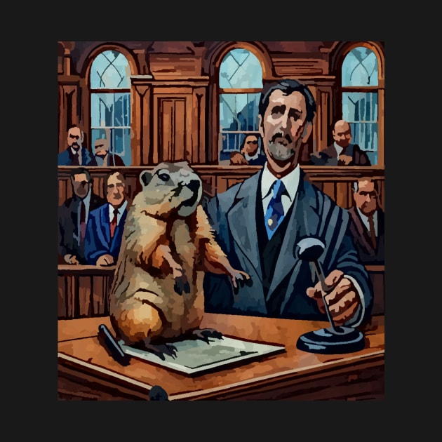watercolor groundhog in the courtroom by Catbrat