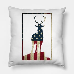 US Flag Deer Pillow