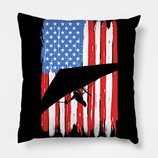 American Flag Hang Gliding Graphic Pillow