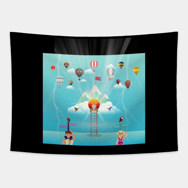 Travel yoga inspiration Tapestry by Funtomass