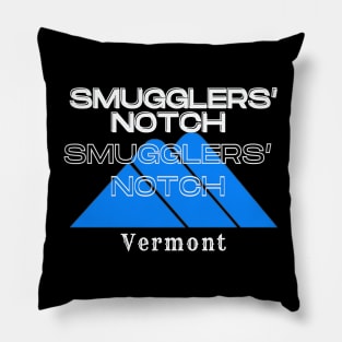 Smugglers’ Notch Resort Vermont U.S.A. White text. Gift Ideas For The Ski Enthusiast. Pillow