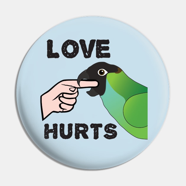 Love Hurts - Nanday Conure Parrot Pin by Einstein Parrot