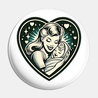 Vintage Motherhood Love Heart Symbol of Maternal Affection Pin