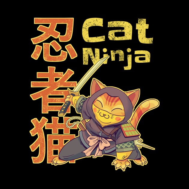 Kawaii cat ninja, Neko ninja, cute japanese cat by Radarek_Design