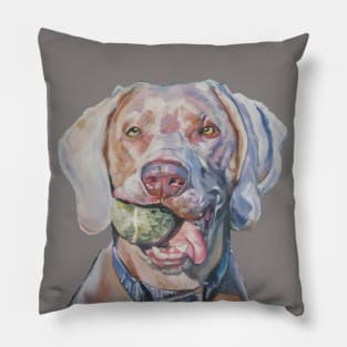 Weimaraner Fine Art Painting Pillow