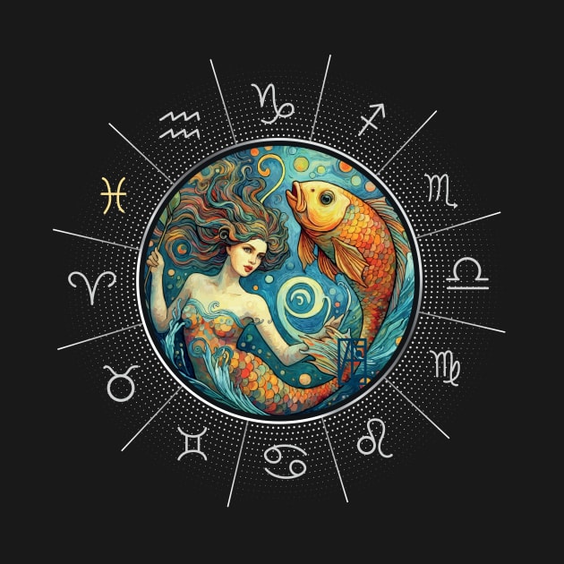 ZODIAC Pisces - Astrological PISCES - PISCES - ZODIAC sign - Van Gogh style - 11 by ArtProjectShop