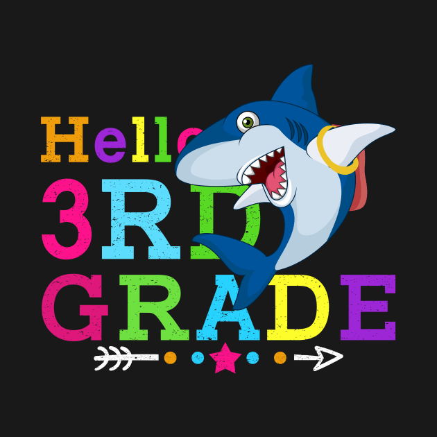 Shark Hello 3rd Grade Tshirt Teachers Kids Back to school Gifts by kateeleone97023