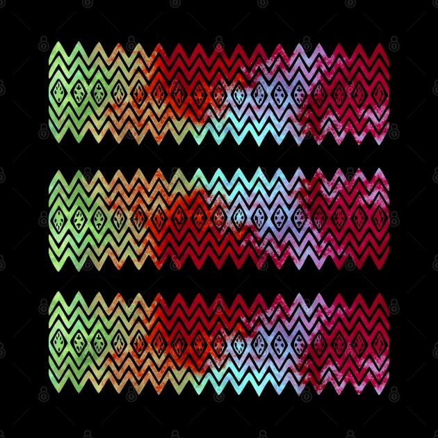 Colourful Green and Red Zigzag Silhouette Digital Art by Mazz M