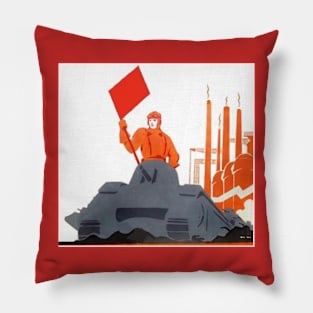 Vintage Soviet Propaganda Image Pillow