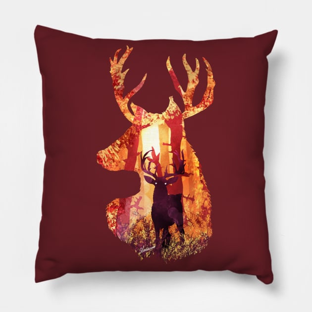 Evening Solace Deer Pillow by DVerissimo