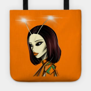 Bug kawaii lady ecopop art in orange Tote