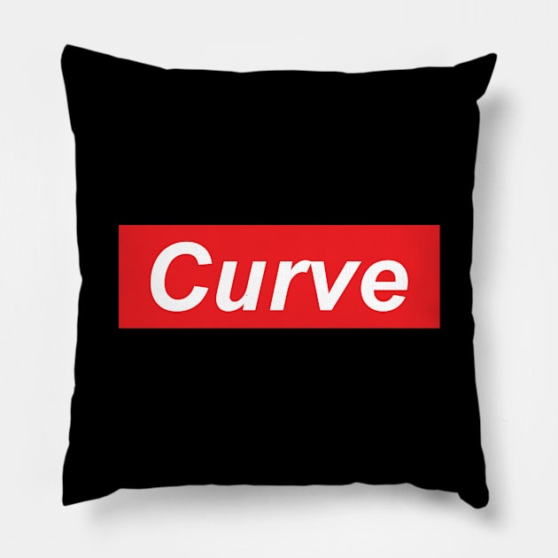 Bold white 'Curve' slang text on red background Pillow by keeplooping