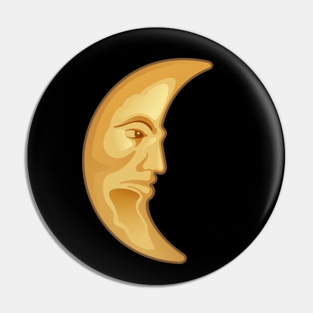 Moon with man Face Pin by sifis