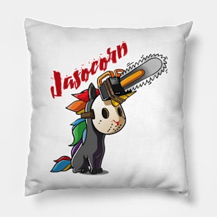 Funny Unicorn Jasocorn Halloween Illustration Gift Idea (Black) Pillow