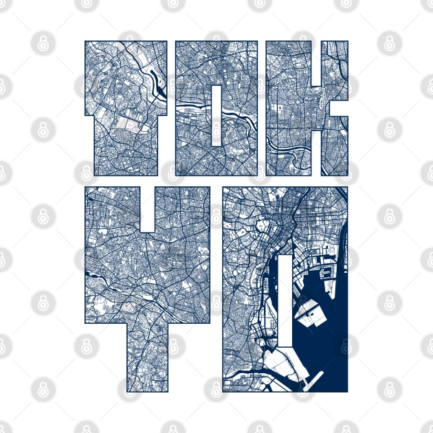 Tokyo, Japan City Map Typography - Coastal by deMAP Studio