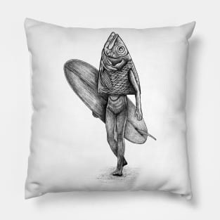 Fish head surfer Pillow