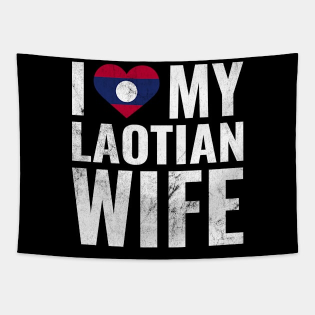 I Love My Laotian Wife I Heart My Wife Married Couple Tapestry by BramCrye