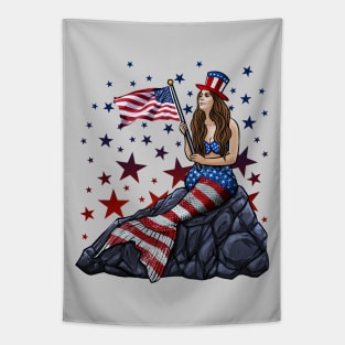 Patriotic Mermaid Tapestry