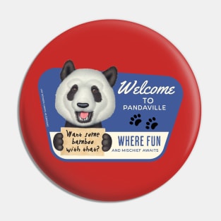 Cute Panda Bear with sign want some bamboo with that? Pin