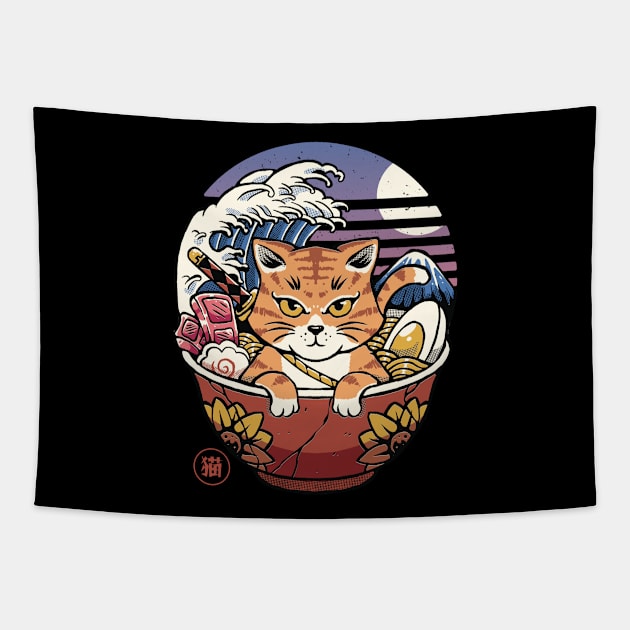 Neko cat And Ramen Tapestry by Rexgraphic