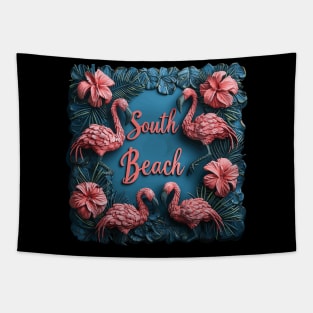 Miami - South Beach (Pink Flamingos) Tapestry