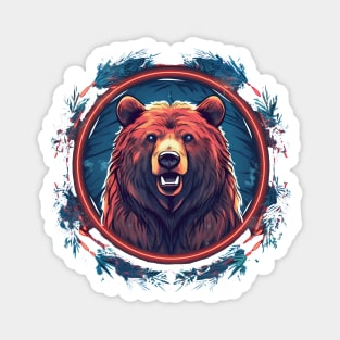 Grizzly Bear in Ornmament, Love Bears Magnet