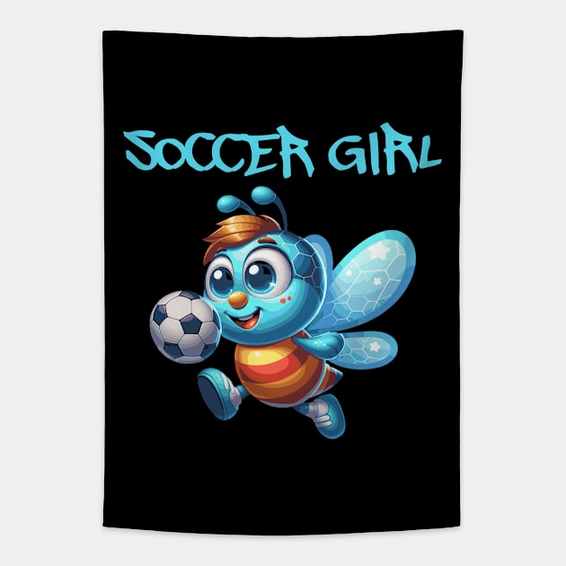 Funny Bee Soccer Girl Tapestry by JoeStylistics