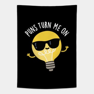 Puns Turn Me On Cute Light Bulb Pun Tapestry