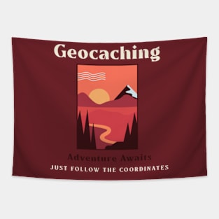 Geocaching: Adventure Awaits. Just follow the coordinates Tapestry