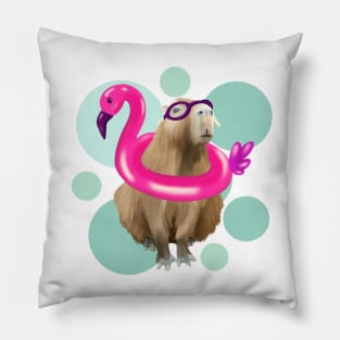 Cute Capybara Pool Party Pillow