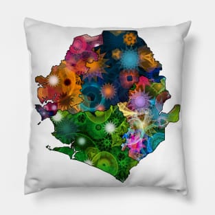 Spirograph Patterned Sierra Leone Provinces Map Pillow