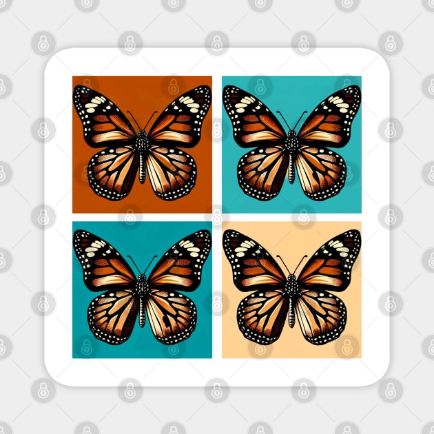 Pop Brown Monarch Butterfly Art - Cool Insect Magnet by PawPopArt