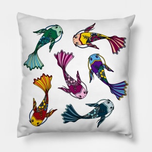 Koi Fish Pattern Colorful Palette Pillow