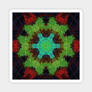 Weave Mandala Green Red and Blue Magnet
