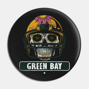 American Football - Green Bay Skull Football Gift Pin