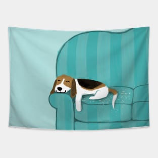 Happy Couch Dog | Cute Beagle Tapestry