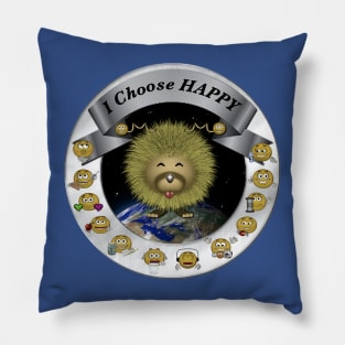 I Choose Happy With Moodzie - Blue Pillow