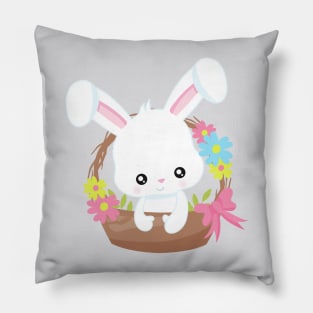 Easter, Easter Bunny, White Bunny, Easter Basket Pillow