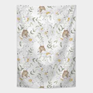 Polar bear flower pattern Tapestry