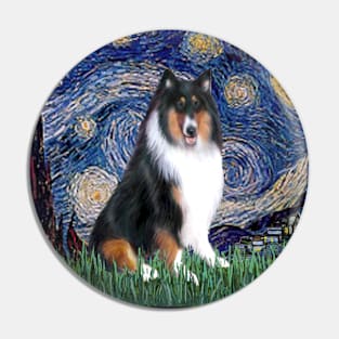 Starry Night (Van Gogh) Adapted to Feature a Tri Color Collie Pin