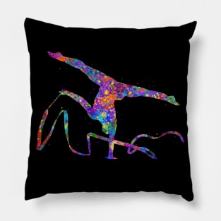 Rhythmic gymnastics ribbon watercolor art Pillow