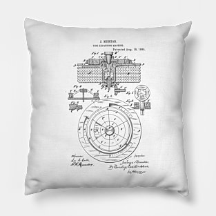 Tire Expanding Machine Vintage Patent Hand Drawing Pillow