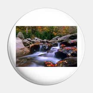 Little Pigeon River Cascading Among Rocks And Colorful Fall Maple Leaves Great Smoky Mountains National Park Pin