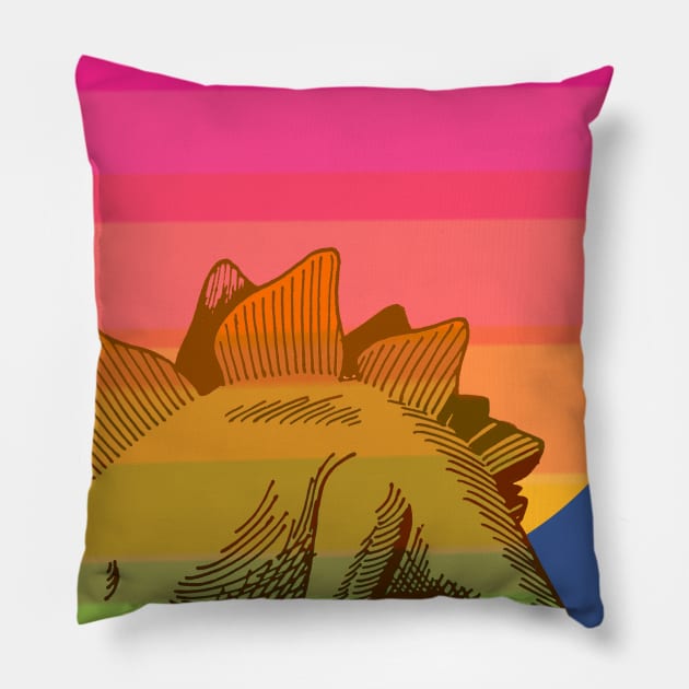 Stegosaurus at sunset Pillow by hardcore repertoire
