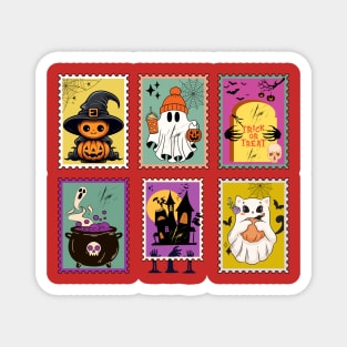 Funny Halloween Stamps Icons Magnet