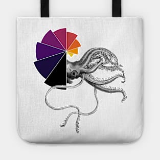 Ammonite Volcano Shell | Black Red Yellow Bar Chart White Tote